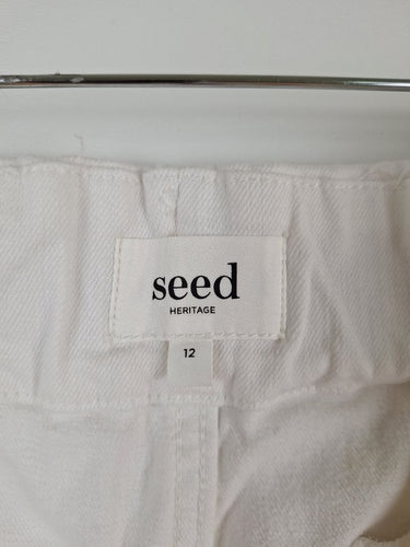 Second-Hand - Seed Clssic Structured White Mini Shorts Size 12 - SwapUp