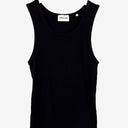 Second-Hand - Article One Essential Black Ribbed Full Length Singlet Top Size S - SwapUp