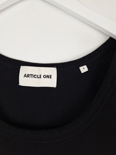 Second-Hand - Article One Essential Black Ribbed Full Length Singlet Top Size S - SwapUp