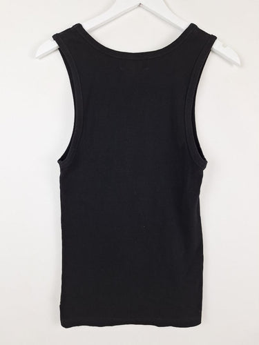 Second-Hand - Article One Essential Black Ribbed Full Length Singlet Top Size S - SwapUp