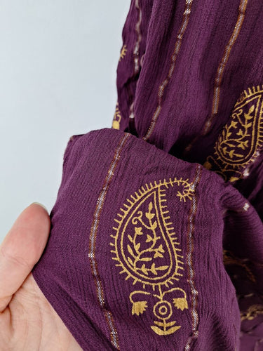 Second-Hand - Tree of Life Purple Amelia Shimmering Maxi Dress Size L - SwapUp