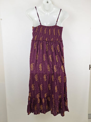 Second-Hand - Tree of Life Purple Amelia Shimmering Maxi Dress Size L - SwapUp