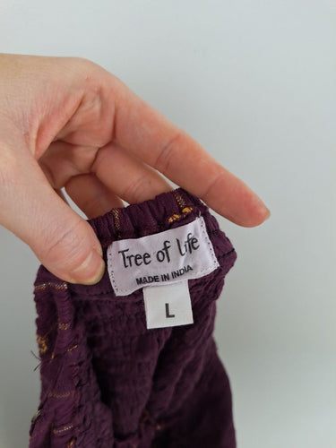 Second-Hand - Tree of Life Purple Amelia Shimmering Maxi Dress Size L - SwapUp