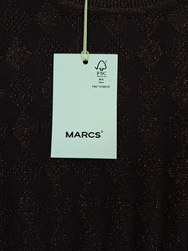 Second-Hand - Marcs Chocolate Shimmer Diamond Knit Top Size XS - SwapUp
