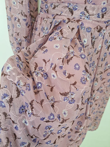 Second-Hand - Pink Lace Long Sleeve Midi Dress Size 10 - SwapUp