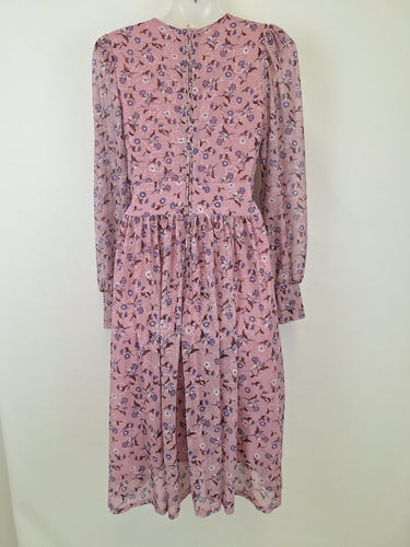 Second-Hand - Pink Lace Long Sleeve Midi Dress Size 10 - SwapUp