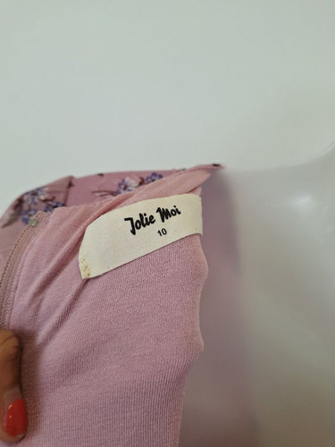 Second-Hand - Pink Lace Long Sleeve Midi Dress Size 10 - SwapUp