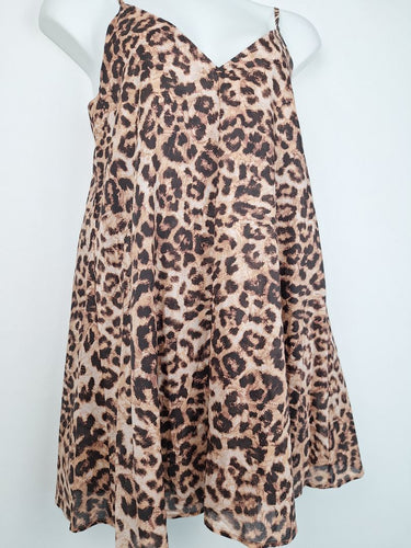 Second-Hand - Witchery Leopard Floaty Mini Dress Size 12 - SwapUp
