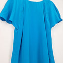 Second-Hand - Witchery Silk Frill Back Azure Blouse Size 12 - SwapUp