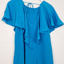 Second-Hand - Witchery Silk Frill Back Azure Blouse Size 12 - SwapUp