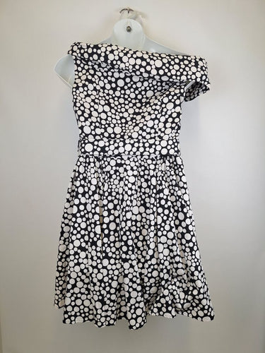 Second-Hand - Jayson Brunsdon Asymmetrical Off Shoulder Funky Polka Dot Cocktail Dress Size 14 - SwapUp