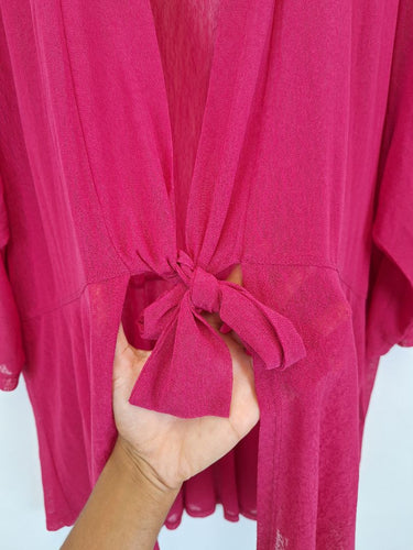 Second-Hand - Taking Shape Vibrant Pink Tie Front Cardigan Size XL - SwapUp
