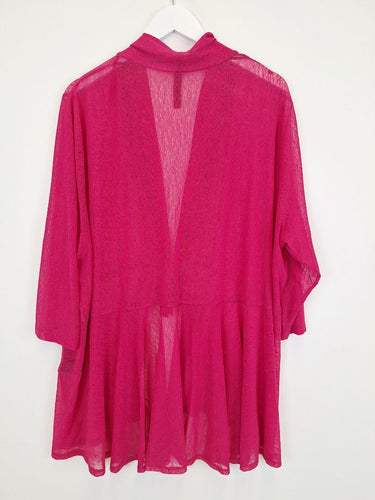 Second-Hand - Taking Shape Vibrant Pink Tie Front Cardigan Size XL - SwapUp