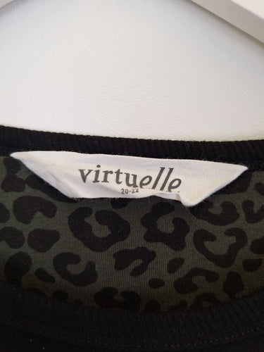 Second-Hand - Virtuelle Khaki Cheetah Ribbed Edge Top Size 20 - SwapUp