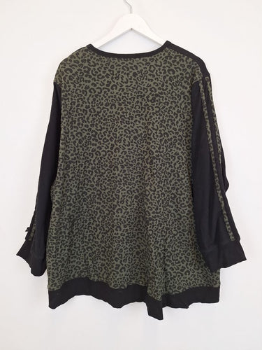 Second-Hand - Virtuelle Khaki Cheetah Ribbed Edge Top Size 20 - SwapUp
