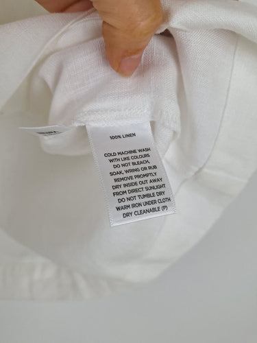 Second-Hand - Sportscraft Crisp White Linen Button Back Top Size 10 - SwapUp