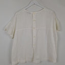 Second-Hand - Sportscraft Crisp White Linen Button Back Top Size 10 - SwapUp