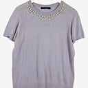 Second-Hand - Sportscraft Lavender Beaded Jewel Neck Top Size M - SwapUp
