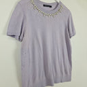 Second-Hand - Sportscraft Lavender Beaded Jewel Neck Top Size M - SwapUp