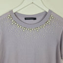 Second-Hand - Sportscraft Lavender Beaded Jewel Neck Top Size M - SwapUp