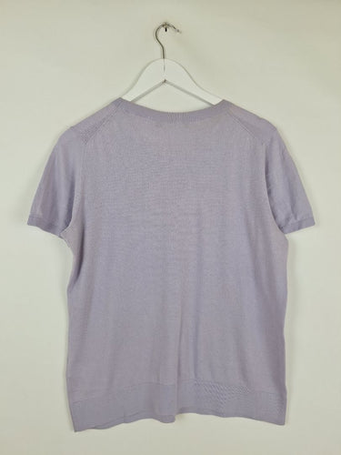 Second-Hand - Sportscraft Lavender Beaded Jewel Neck Top Size M - SwapUp