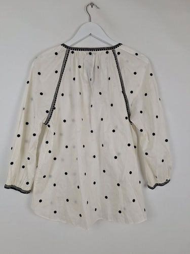 Second-Hand - Country Road Embroidered Dot And Tassel Blouse Size XS - SwapUp