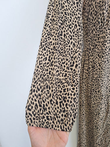 Second-Hand - Seed Leopard Long Sleeve Midi Dress Size 6 - SwapUp