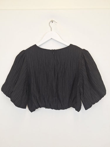 Second-Hand - Rosebullet Crepe Puff Sleeve Crop Top Size 6 - SwapUp