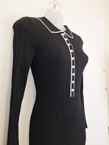 Second-Hand - Thanne Ribbed Collar Long Sleeve Midi Dress Size S - SwapUp