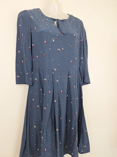 Second-Hand - Hi There by Karen Walker Sophisticated Blue Meadow Midi Dress Size 10 - SwapUp