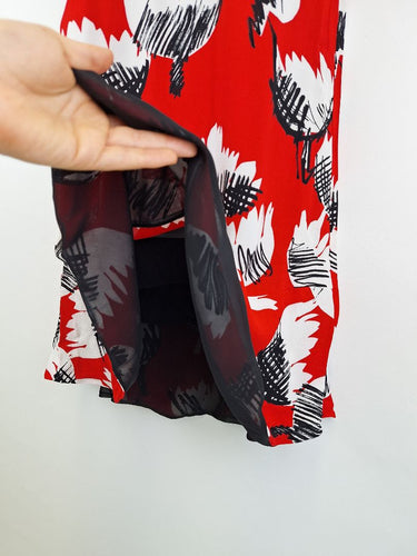 Second-Hand - Boutique Moschino Swanky Red Patterned Mini Dress Size 6 - SwapUp
