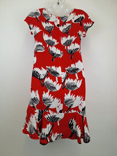 Second-Hand - Boutique Moschino Swanky Red Patterned Mini Dress Size 6 - SwapUp