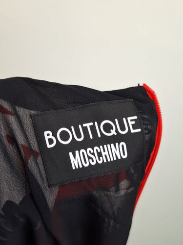 Second-Hand - Boutique Moschino Swanky Red Patterned Mini Dress Size 6 - SwapUp