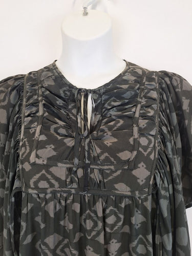 Second-Hand - Akira Unique Elevated Tie Up Silk Smock Dress Size L - SwapUp