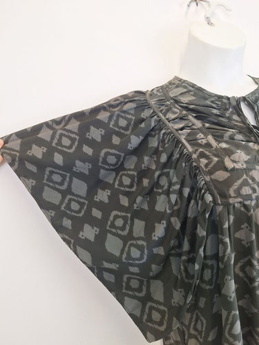 Second-Hand - Akira Unique Elevated Tie Up Silk Smock Dress Size L - SwapUp