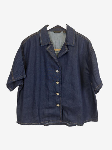 Country Road Dark Wash Denim Boxy Button Up Shirt Size 14