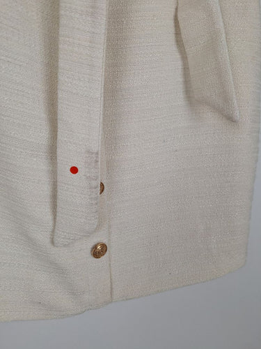 Second-Hand - Fresh Soul Classy Ivory Button Detail Pencil Mini Skirt Size 10 - SwapUp