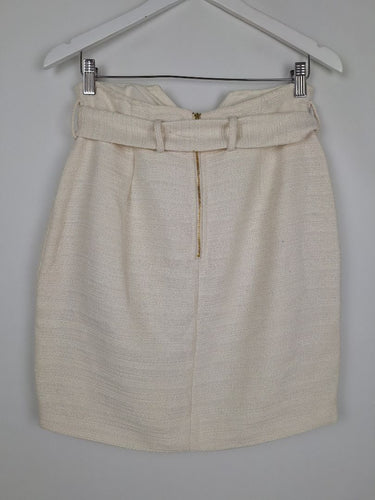 Second-Hand - Fresh Soul Classy Ivory Button Detail Pencil Mini Skirt Size 10 - SwapUp