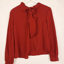 Second-Hand - Princess Highway Rhubarb Frill Neck Blouse Size 10 - SwapUp