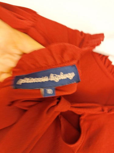 Second-Hand - Princess Highway Rhubarb Frill Neck Blouse Size 10 - SwapUp