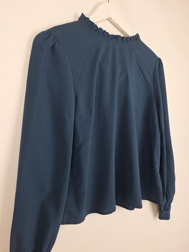 Second-Hand - Princess Highway Steel Blue Back Neck Tie Blouse Size 10 - SwapUp