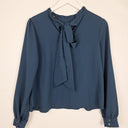 Second-Hand - Princess Highway Steel Blue Back Neck Tie Blouse Size 10 - SwapUp