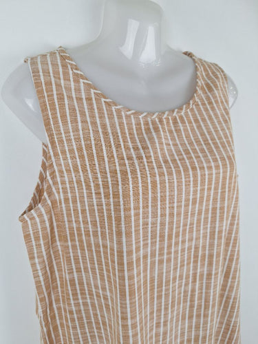 Second-Hand - Tree of Life Latte Striped Shift Mini Dress Size M - SwapUp