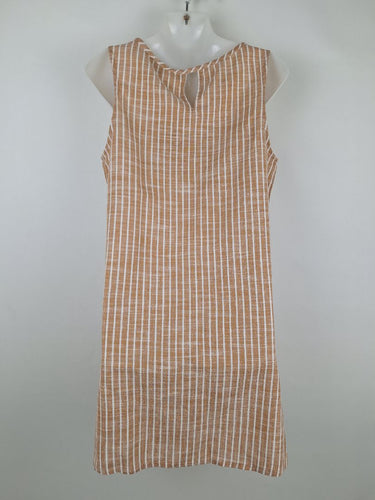 Second-Hand - Tree of Life Latte Striped Shift Mini Dress Size M - SwapUp