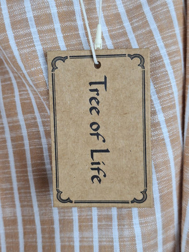 Second-Hand - Tree of Life Latte Striped Shift Mini Dress Size M - SwapUp