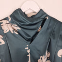 Second-Hand - Aje Emerald Satin Rose Draped Blouse Size 8 - SwapUp