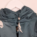 Second-Hand - Aje Emerald Satin Rose Draped Blouse Size 8 - SwapUp