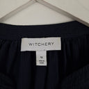 Second-Hand - Witchery Navy V Neck Pinstripe Blouse Size 10 - SwapUp