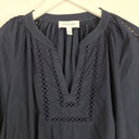 Second-Hand - Witchery Navy V Neck Pinstripe Blouse Size 10 - SwapUp