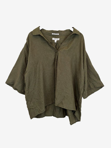 Country Road Khaki Linen Drop Shoulder Top Size 16